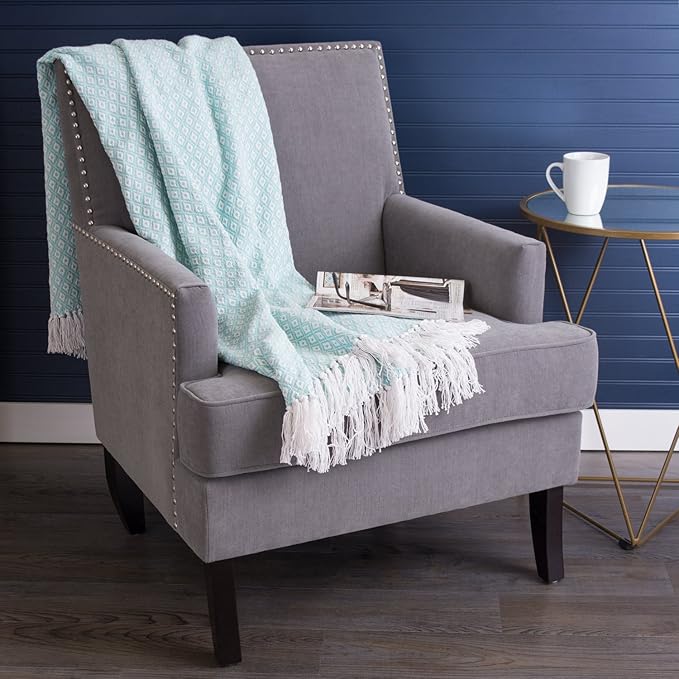 DII Global Mini Diamond Woven Throw, 50x60, Aqua