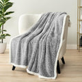 PAVILIA Melange Light Gray Twin Bed Sherpa Blanket Throw, Warm Soft Cozy Reversible Blanket Couch Sofa, Thick Plush Large Fleece Blanket, Decorative Home Room Decor Gifts Men Women, 60x80 Light Grey
