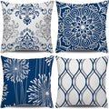 Coliuso Decorative Throw Pillow Covers 20x20 Set of 4, Modern Simple Square Pillow Case Cushion Cover for Sofa Couch Farmhouse Living Room (Blue, 20"x20")