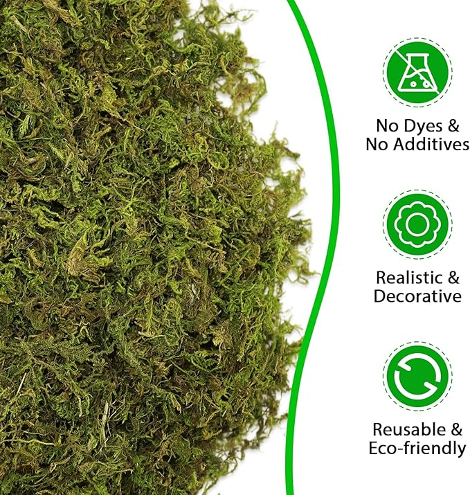 Riare 7OZ Artificial Fake Moss for Fake Plants Indoor- Premium Faux Craft Moss for Potted Plant, Fresh Forest Green for Hamsters Micro-Landscape Terrariums Centerpieces Decor