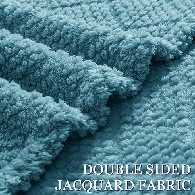 Whale Flotilla Fuzzy Fleece Twin Size Blanket for Bed, Soft Fluffy Jacquard Waffle Blankets for All Season, Lightweight and Warm, 60x80 Inch, Slate Blue