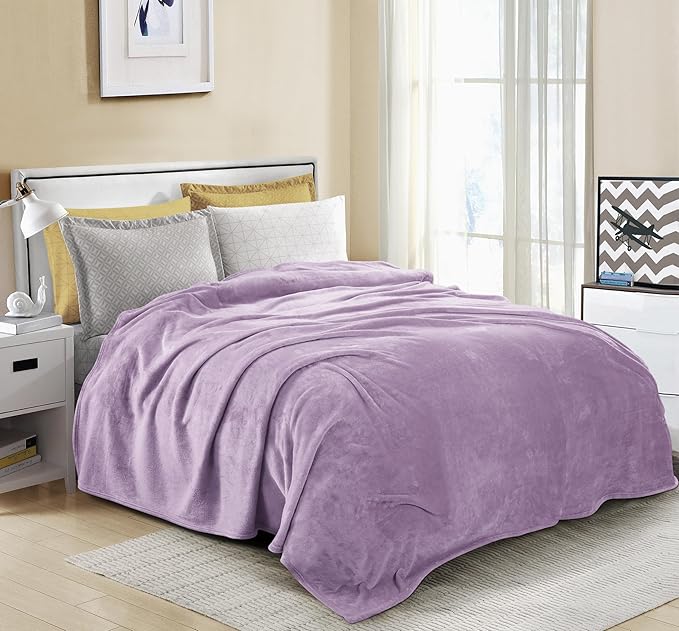 Utopia Bedding Lilac Fleece Blanket California King Size Lightweight Fuzzy Soft Anti-Static Microfiber Bed Blanket (102x96 Inch)