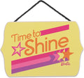 Mattel Barbie Time to Shine Hanging Wood Wall Decor - Fun Barbie Sign for Bedroom or Playroom