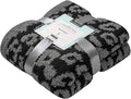 bearberry Fuzzy Leopard Knitted Throw Blanket Soft Cozy Warm Microfiber Blanket for Couch Sofa Bed Travel(Graphite/Carbon, 51"x70")