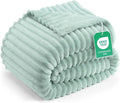 Utopia Bedding Sage Green Striped Fleece Blanket Twin Size – Fluffy, Warm & Lightweight Ribbed Throw for Bed, Sofa & Chair - Soft Cozy Blanket for Home Décor & Gifting (60x80 Inches)