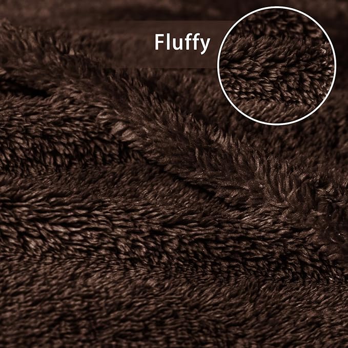 Exclusivo Mezcla Soft Fleece Throw Blanket for Couch, Super Soft Velvet Plush Fleece Blankets, Fuzzy Cozy and Warm for Winter, 50x60 Inches, Coffee
