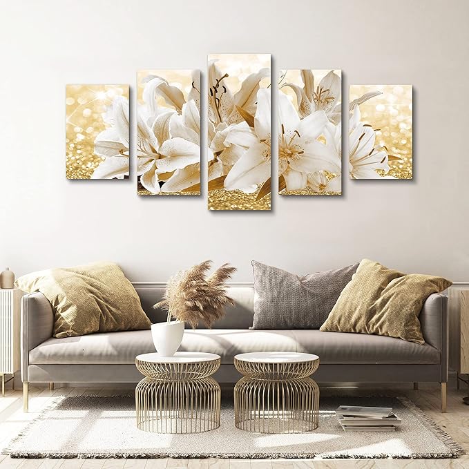 LUDUHU Arts Modern Flower Theme Wall Art - Abstract Orchid Canvas Wall Decor Flower Abstract Painting Still Life Canvas Wall Art for Home Decor (H,Oversize 80x40inch)
