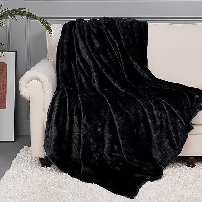 StangH Fleece Bed Blanket King Size - Plush Soft Cozy Bed Blankets All Seasons Suitable, Luxury Microfiber Blanket for Babies/Pets, (King Size 108 x 90, Black)