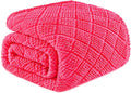 Whale Flotilla Fuzzy Fleece King Size Blanket for Bed, Soft Fluffy Jacquard Waffle Blankets for All Season, Lightweight and Warm, 90x104 Inch, Hot Pink