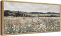 SHENIFY Vintage Framed Wall Art Meadow with Flowers Landscape Painting Retro Scenery Farmhouse Bedroom Living Room Decor - 8x16in Natural Framed