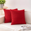 Aegero Pack of 2 Christmas Red Corduroy Decorative Throw Pillow Covers 24x24 Inch Soft Striped Pillow Covers Modern Farmhouse Home Decor for Sofa Living Room Couch Bed（Red）
