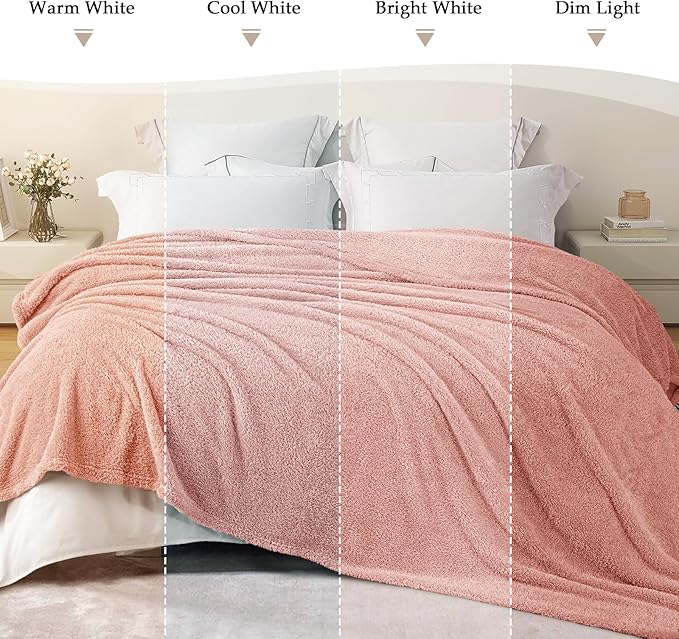 Exclusivo Mezcla Fleece King Size Bed Blanket, Ultra Soft, Lightweight and Fuzzy Dusty Pink Blanket for Women, Home Decor, 90x104 Inches