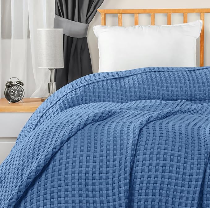 Utopia Bedding Wedgewood 100% Cotton Waffle Blanket 300 GSM [King - 90x108 Inch] Soft Lightweight Breathable Bed Blanket for All Season