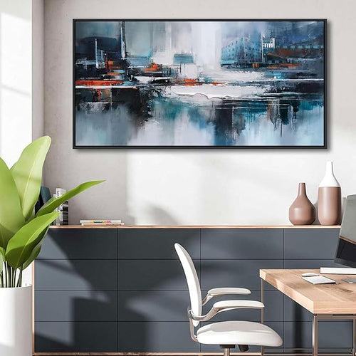 Abstract Wall Art for Living Room - Modern Blue Wall Decor, Large Canvas Artwork, Framed Wall Art Bedroom Pictures, Navy Decor for Above Bed, Contemporary Home Decor