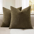 MIULEE Coffee Couch Pillow Covers 18x18 Inch, Set of 2 Soft Chenille Decorative Square Throw Pillow Covers Farmhouse for Sofa Living Room Bed