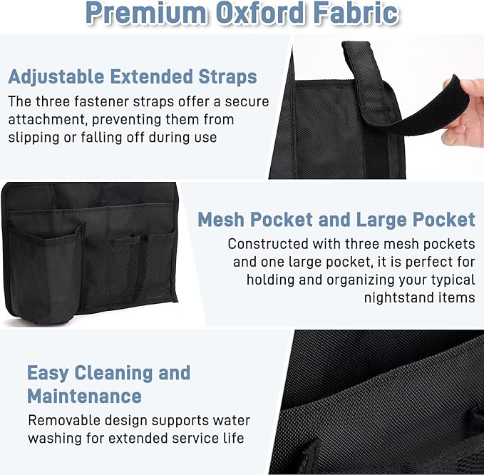 Support Storage Bag for Bed Rails, Bedside Storage Organizer
