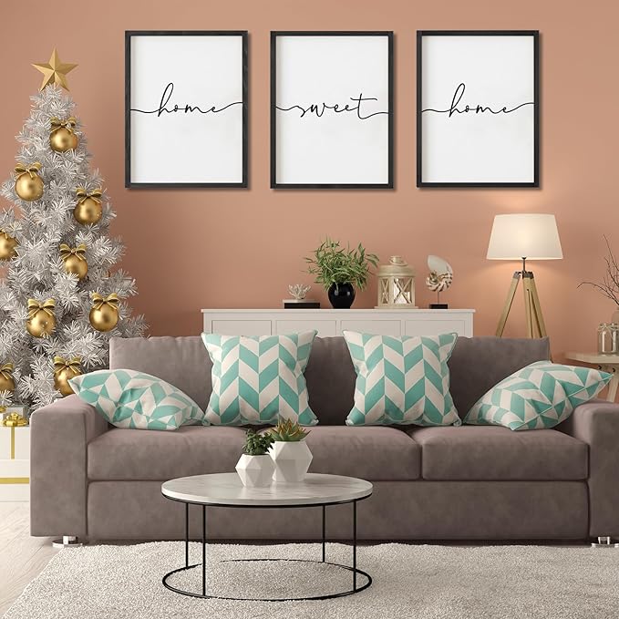 Set of 3 Framed Farmhouse Home Sweet Home Sign Above Bed Wall Decor for Bedroom Decor Wall Art Wood Signs