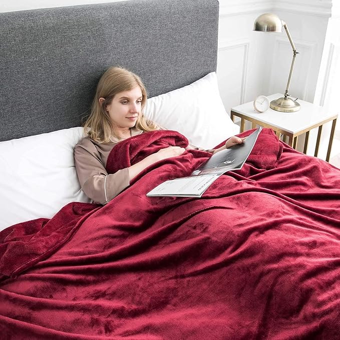 IR Imperial Rooms Fleece Blanket King Size – Soft 400 GSM Plush Microfiber King Size Blanket, Warm Lightweight King Blanket for The Bed, 108x90 Inches, Burgundy
