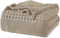PHF 100% Cotton Waffle Weave Blanket Twin Size for Bed, Soft Lightweight & Breathable for Spring and Summer, All-Season Comfort, Luxury Aesthetic Blanket for Home Decor, 66"x90", Taupe