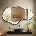 Bathroom Mirrors for Over Sink - Wall Mirrors Decorative 26"x 43" Asymmetrical Abstract Aviation Aluminum Alloy Frame Unique for Bathroom, Bedroom, Living Room, Cloakroom, Entryway Black