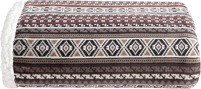 Eddie Bauer - Throw Blanket, Brushed Fleece & Plush Sherpa Soft Bedding, Blanket for Couch & Bed (Sycamore Red, 50" x 60")