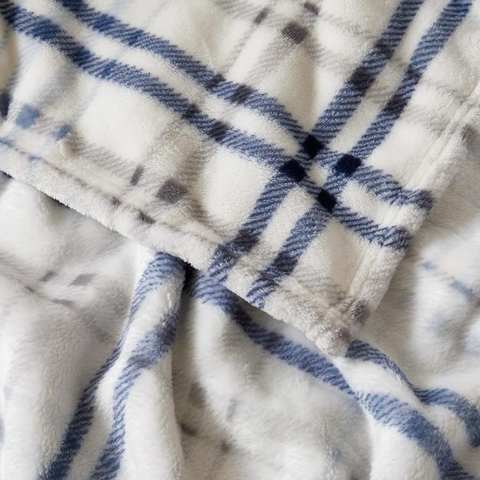 Lucky Brand Camper Plaid Blue 50"x70" Cozy Plush Blanket - Premium Microfiber Throw for Luxurious Comfort and Style