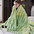Heated Throw Blanket, Faux Fur Cozy Heating Blanket with Overheat Protection, 1/2/4/6/8 Hours Auto-Off 10 Heat Level, Machine Washable (84x90 Inches, Tie-Dye Green)