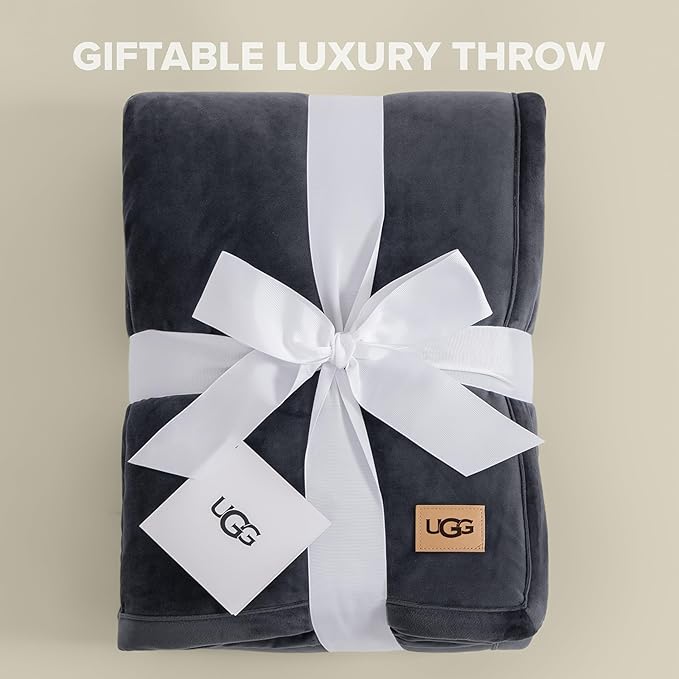 UGG Bliss Throw Blanket Plush Soft Fleece Fluffy Blankets for Bed or Couch Oversized Warm Reversible Machine Washable Medium Weight Home Decor Giftable Throw, 50-inch x 70-inch, Imperial Blue
