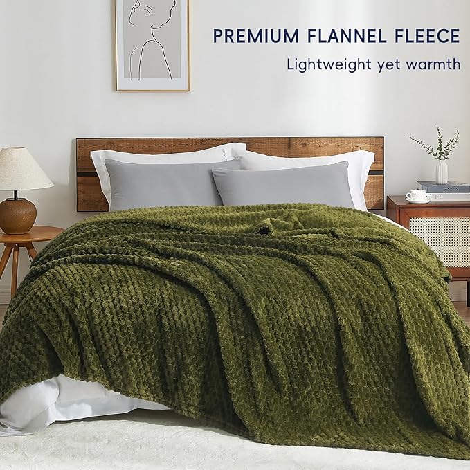PHF P Flannel Fleece Blanket T Olive Green US