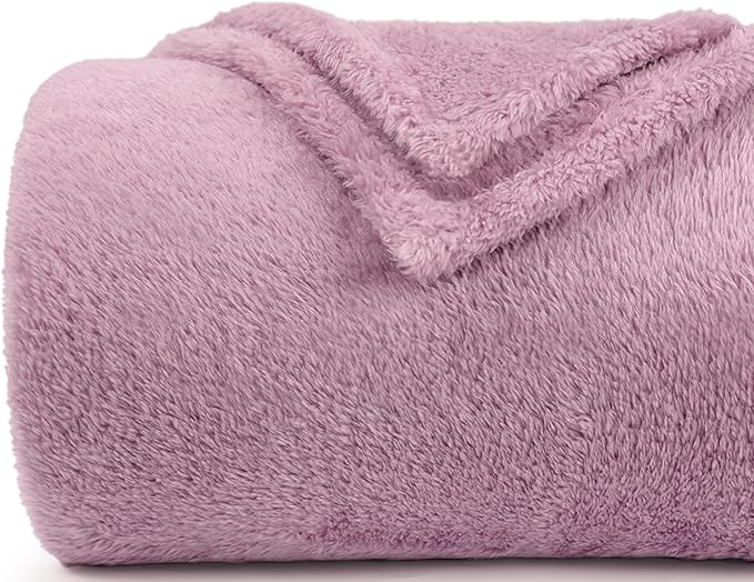 Plush Fleece Throw Blanket for Couch and Bed, Fluffy Fuzzy Cozy Lightweight Soft Blankets All Season Use (40x50 Inches,Lavender Purple)