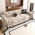 HANDONTIME Couch Cover for Dogs Washable Bird Floral Pattern Slipcovers for Couches and Sofas Camel Sofa Covers with Black Jacquard Flower Chenille Couch Cover Blanket Pet Friendly, 71" X 134"
