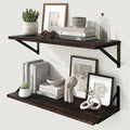 Marsmiles Deep Floating Shelves for Wall - 30 Inch Wide x 12 Inch Deep Wall Shelves Set of 2 - Rustic Wood Floating Shelves for Living Room Bedroom Bathroom