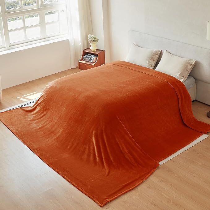 COOVA Oversized King Fleece Blanket 120x120 inches, Soft Cozy Warm Giant Extra Large 10'x10' Blanket for Bed, Sofa, Couch,Travel, Camping, California Huge Flannel Big Throw Blanket, Orange