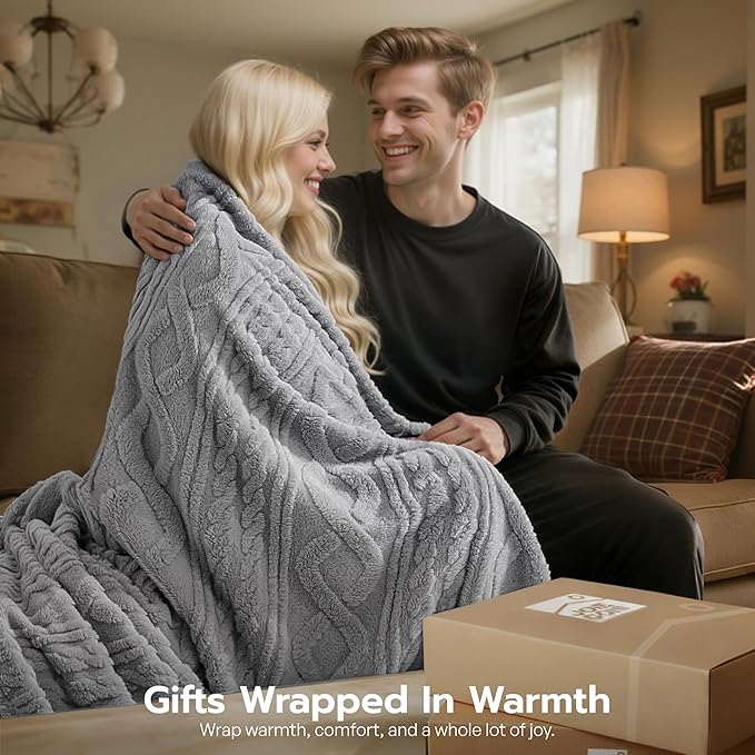Joiedomi Queen Size Blanket for Bed, Soft Grey Fleece Blankets Gifts for Women Mom Girls, 280GSM Cozy Cute Soft Throw Home Room Decor Aesthetic Gifts 90x90 Inches