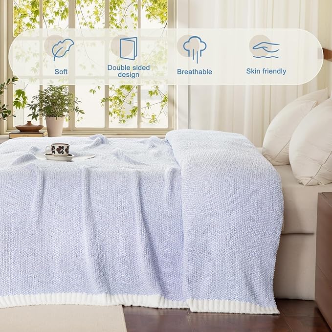 Whale Flotilla Knit Throw Blanket, Ultra Soft Warm Reversible Cozy Decorative Blankets for Couch Sofa and Bed, 50x60 Inch, Lavender