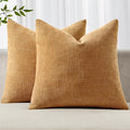 MIULEE Pack of 2 Decorative Throw Pillow Covers 24x24 Inch Soft Chenille Throw Pillows Solid Textured Euro Cushion Covers Home Decor for Bed Couch Sofa Bedroom Living Room,Golden Brown