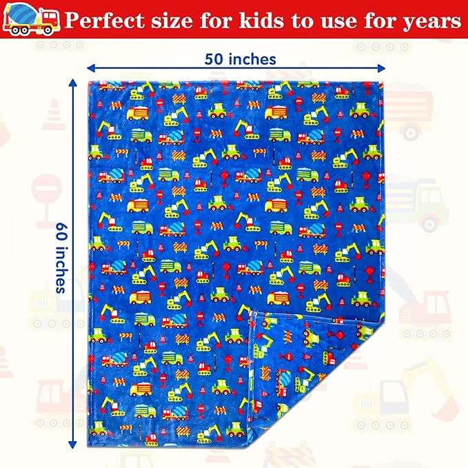 Lukeight Excavator Toddler Blanket Gifts for Boys and Girls, Plush Tractor Throw Blanket for Kids, Thick and Warm Boys Blanket for Teens Birthday (Excavator, 50x60 Inches)