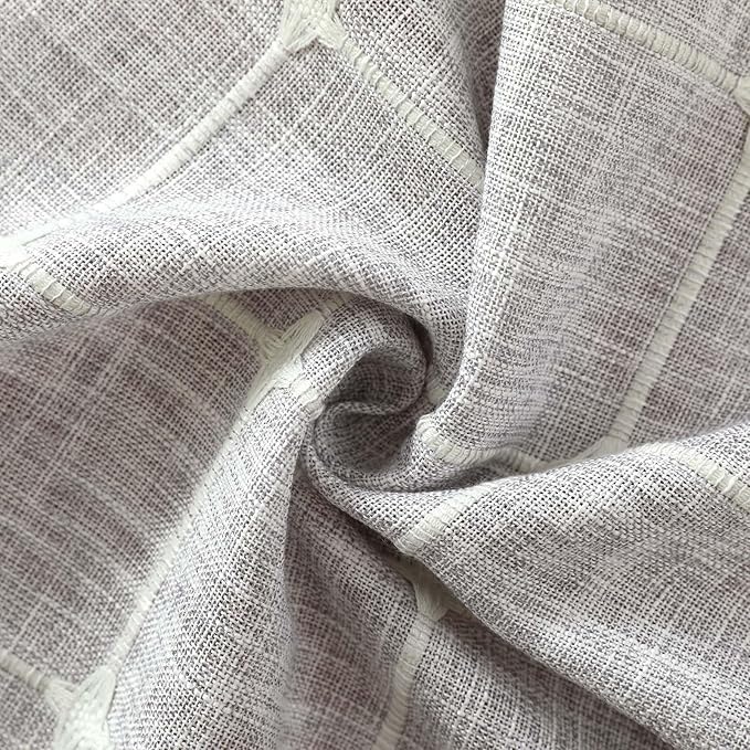 SIELUNO Coffee Table Cover, Rustic Farmhouse Rectangle Table Cloth Cotton Linen Waterproof with Pockets and Tassel for Living Room Decoration - Grey Small Plaids - 24x64 Inch