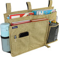 Surblue Bedside Caddy Hanging Bed Organizer Storage Bag Pocket for Bunk and Hospital Beds, College Dorm Rooms Baby Bed Rails, Camp 8 Pockets, (Large, Linen)