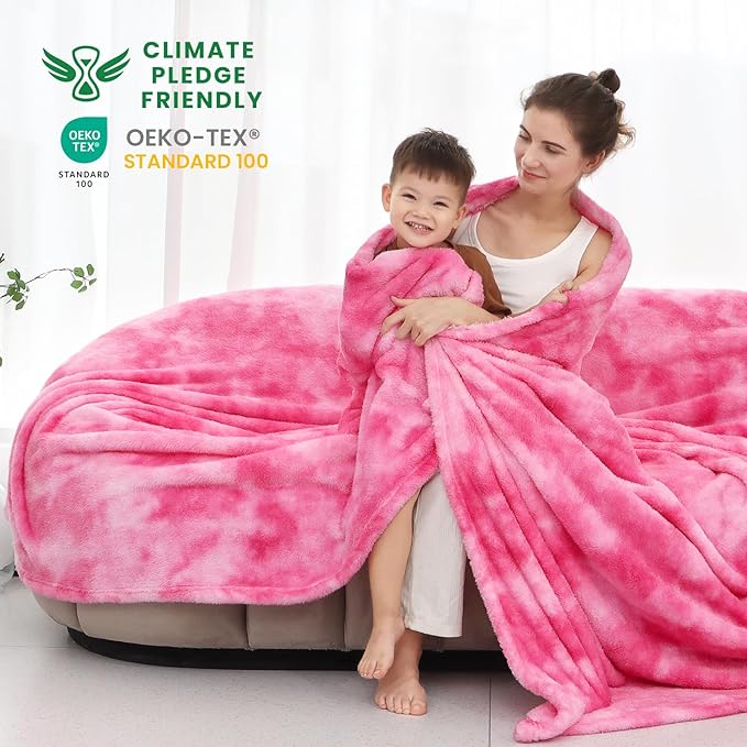 Pink Throw Blanket for Women, Soft Cozy Fleece Blanket for Couch Bed, Warm Fluffy Decorative Blanket, Birthday Valentine’s Day Galentine’s Mother’s Day for Mom Wife Girlfriend Sister