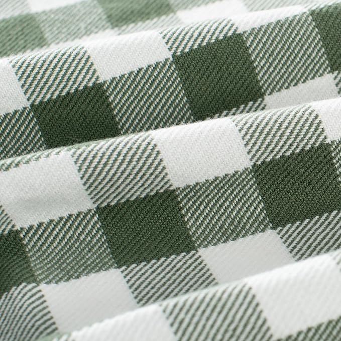 100% Cotton Throw Blanket Plaid Soft Lightweight Cozy Farmhouse Tassels Summer Thin Breathable Throws for Couch Sofa Bed (60" × 80" Green)