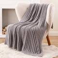 BATTILO Throw Blanket for Couch, Fluffy Soft Plush Grey Chenille Blankets, Cozy Warm Lightweight Blanket for Bed, Sofa, Light Gray, 50"x60"