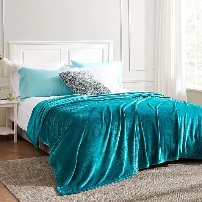 Hansleep Fleece Blanket for Couch Teal, Super Soft Flannel Fuzzy Throw Plush Cozy Blanket for All Seasons, Teal, Throw 50x60 Inches