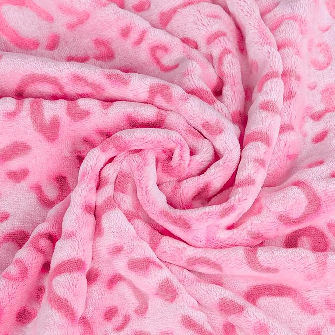 MACEVIA Flannel Fleece Twin Blanket for Couch, Pink 3D Cheetah Blanket for Adult, Lightweight Warm Cozy Soft Leopard for Bed Sofa 260GSM, Suitable for All Seasons (Pink Leopard,60x80inches)