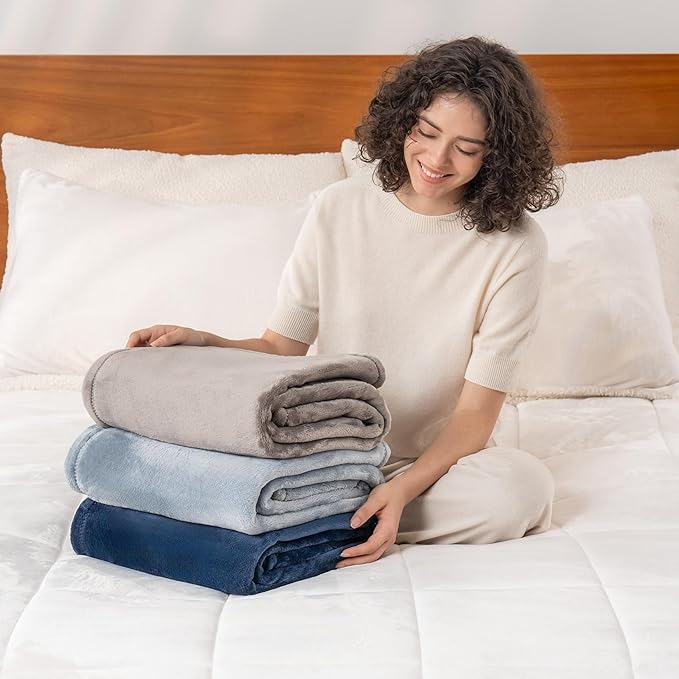 Berkshire Blanket Classic VelvetLoft® Solid Throw Blanket,Lightweight Soft Fuzzy Plush Throw Blanket for Bed and Couch,Charcoal Gray,50x60 Inches