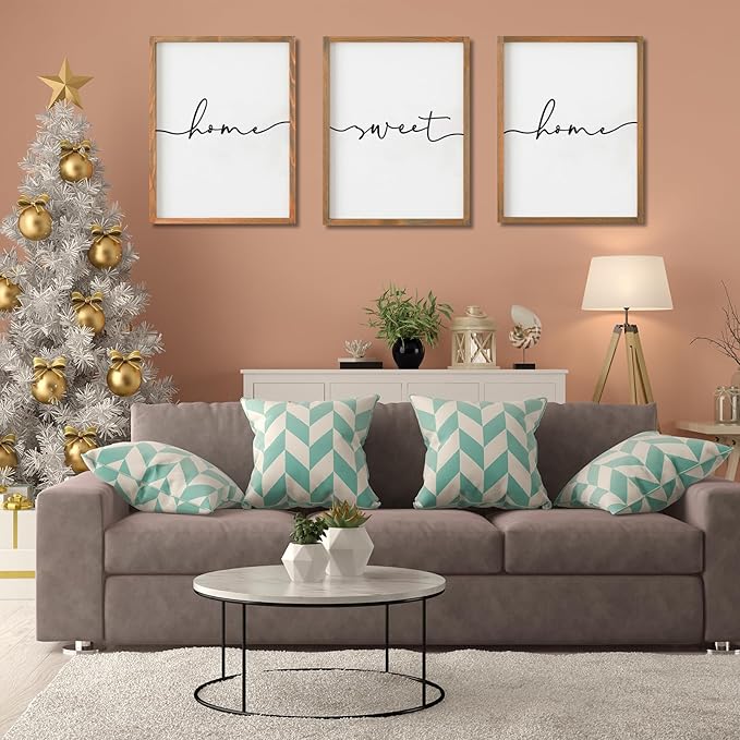 Set of 3 Framed Farmhouse Home Sweet Home Sign Above Bed Wall Decor for Bedroom Decor Wall Art Wood Signs
