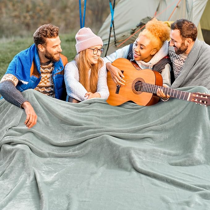 PHF Oversized King Big Fleece Blanket 120"x120", No Shed No Pilling Extra Large Soft Blanket, Giant 10'x 10' Lightweight for Bed, Sofa Travel and Camping, Suitable for All Season, Sage Green