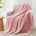 Exclusivo Mezcla Fleece Throw Blanket for Couch, Cozy Lightweight Blankets for All Season, Decorative Giftable Fuzzy Plush Wave Textured Throws for Women, Men, Pink, 50x70 Inches
