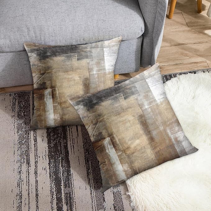 Britimes Throw Pillow Covers Home Decor Set of 2 Pillow Cases Decorative 20 x 20 Inches Cushion Couch Sofa Pillowcases Taupe Tan Grey Brown Beige