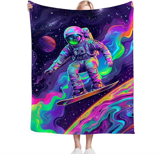 Astronaut Blanket Spaceman Throw Blanket Astronaut Gifts and Decor Fantasy Astronaut Blanket for Boys Girls Women Men Kids Adults Soft Warm Cozy Fleece Blanket for Couch Sofa Bed 80"x60"